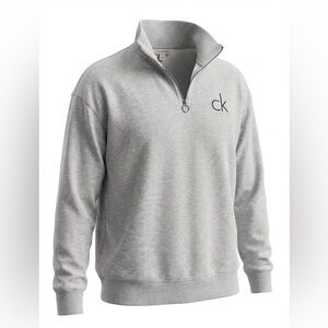 Calvin Klein Men's Light Gray Zip-Up Sweater